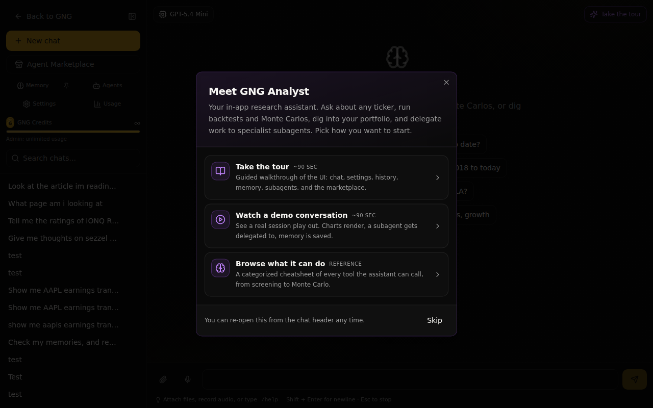 AI Console guided tour